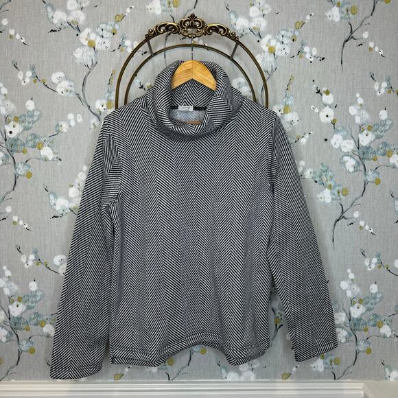 J Crew Black and White Herringbone Turtleneck Sweater - Size Large - NWT - Picture 1 of 7